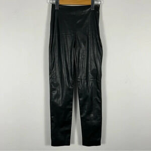French Connection Sleek Vegan Leather High Rise Trousers Black Size 0